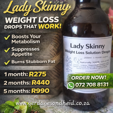 #ladyskinny Lady Skinny /Skinny Guy Weight Loss Solution R275 (1 month supply) SA only